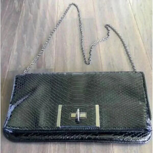 Black Lizard Look Top Flap Purse - Pocketbook - Evening Bag - Cluch - Dressy